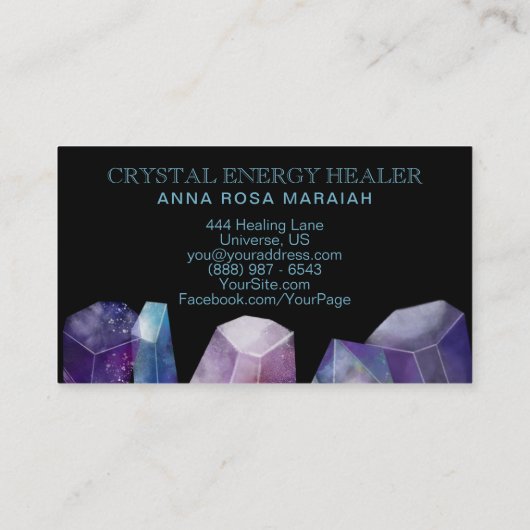 * Kosmos Edelsteen Waterverf Gem Universe Kristall Visitekaartje (Achterkant)