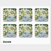 Kosmos en hydrangeas in een chinese vase 2013 vierkante sticker (Vel)