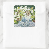 Kosmos en hydrangeas in een chinese vase 2013 vierkante sticker (Tas)
