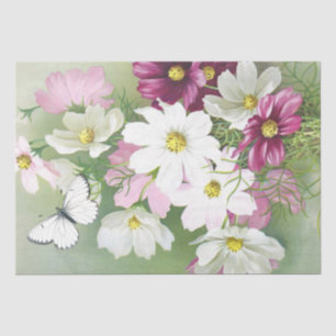 Kosmos Flower Butterfly  Floral Decoupage Tissuepapier