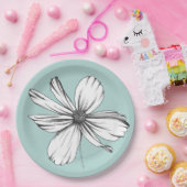 Kosmos Flower op Blauwgroen Papier Bord (Feest)