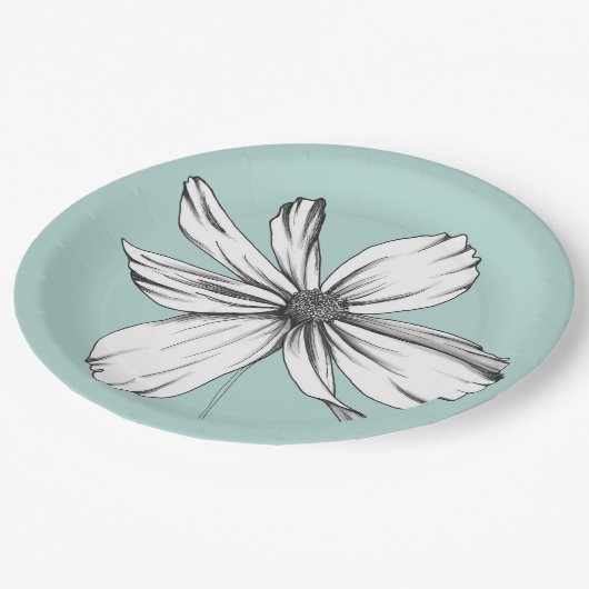Kosmos Flower op Blauwgroen Papier Bord (Gekanteld)