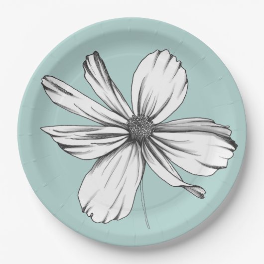 Kosmos Flower op Blauwgroen Papier Bord (Voorkant)