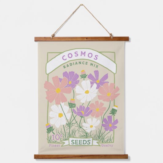 Kosmos Flowers Seed Packet Hangend Wandkleed (Voorkant)