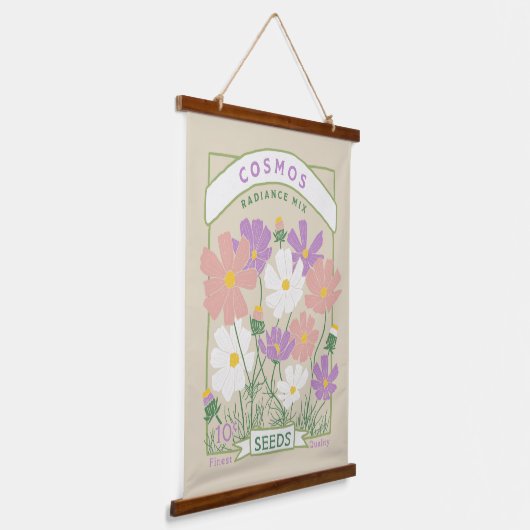 Kosmos Flowers Seed Packet Hangend Wandkleed (Gebogen)