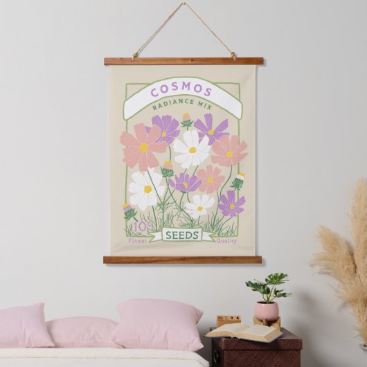Kosmos Flowers Seed Packet Hangend Wandkleed (Slaapkamer)