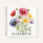 Kosmos Geboortemaand Bloem Gepersonaliseerd Cadeau Notitieboek (Voorkant)
