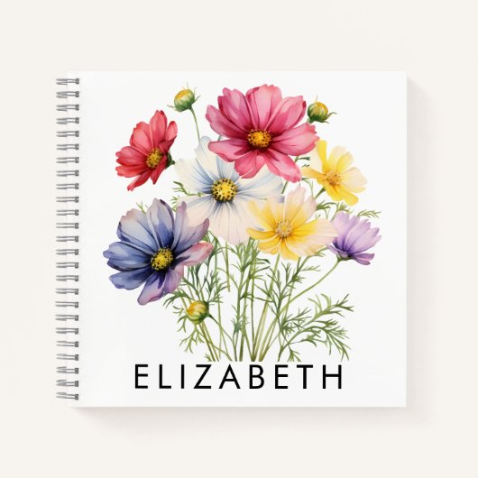 Kosmos Geboortemaand Bloem Gepersonaliseerd Cadeau Notitieboek (Voorkant)