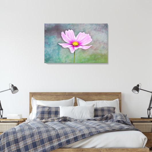 Kosmos gloeit in roze fotografische kunst canvas afdruk (Insitu (Slaapkamer))