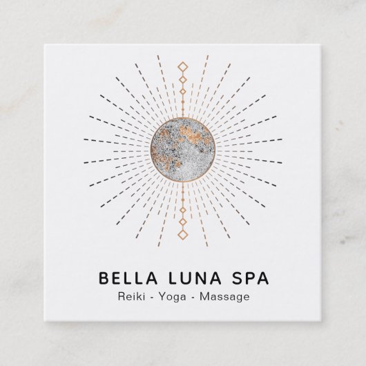 *~* Kosmos Lunar Energy Rays Moon Shaman Vierkante Visitekaartje (Voorkant)
