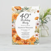 kosmos | Marigolds Floral 40e verjaardagsfeest Kaart (Staand voorkant)