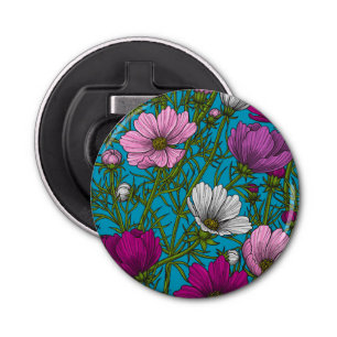 Kosmos-mix op blauw button flesopener