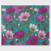 Kosmos-mix op blauw cadeaupapier (Vlak)