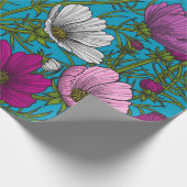 Kosmos-mix op blauw cadeaupapier (Hoek)