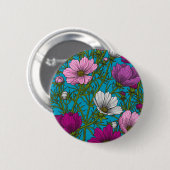 Kosmos-mix op blauw ronde button 5,7 cm (Voorkant /achterkant)