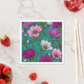 Kosmos-mix op blauw servet (Insitu)