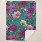 Kosmos-mix op blauw sherpa deken (Voorkant)