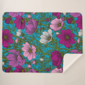 Kosmos-mix op blauw sherpa deken (Voorkant (horizontaal))