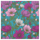 Kosmos-mix op blauw stof (Swatch)