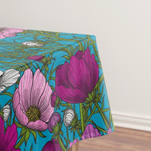 Kosmos-mix op blauw tafelkleed (Voorbeeld)