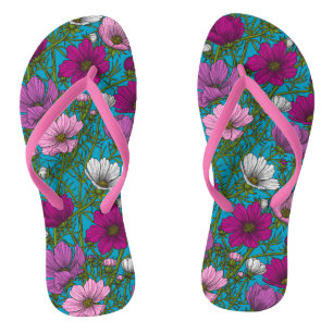 Kosmos-mix op blauw teenslippers