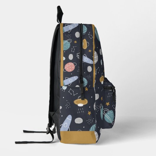 Kosmos patroon met ruimteschepen, planeten en ster bedrukte rugzak (Links)