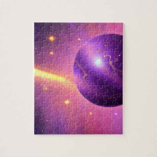 Kosmos Pink en Paars Galactic Planet in universum Legpuzzel (Verticaal)