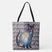 Kosmos ruimte in kat tote bag (Voorkant)
