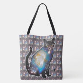 Kosmos ruimte in kat tote bag (Achterkant)