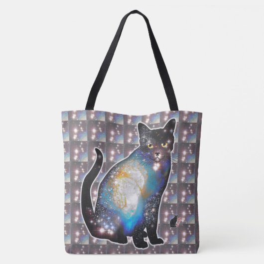 Kosmos ruimte in kat tote bag (Achterkant)