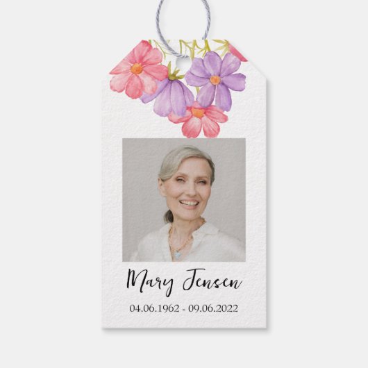 Kosmos Seed Packet Memorial Begrafenis Gift Labels Cadeaulabel (Achterkant)