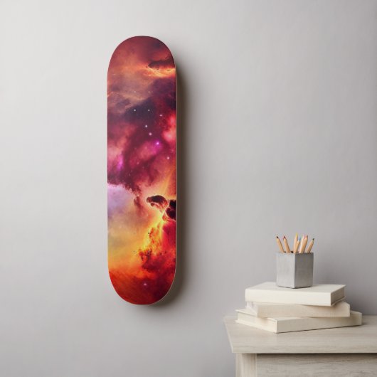 Kosmos Space Sky Red Nebula Persoonlijk Skateboard (Muurkunst)