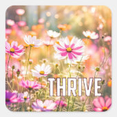 Kosmos tuin met tekst vierkante sticker (Voorkant)