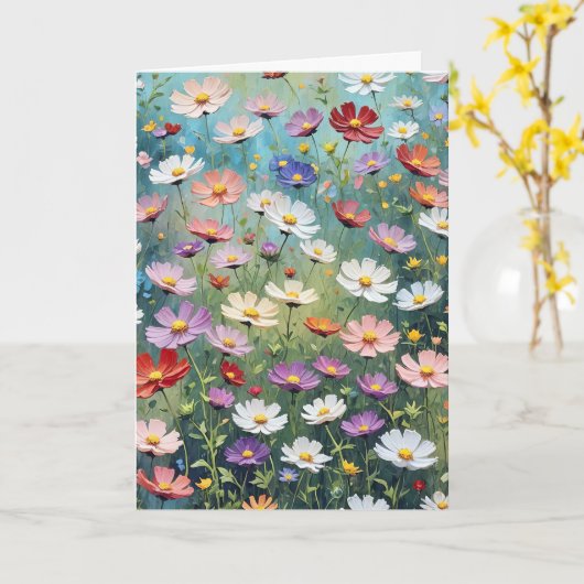 Kosmos tuin verjaardag kaart (Gele Bloem)