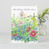 Kosmos Waterverf Flower 70ste verjaardagsfeest Kaart (Staand voorkant)