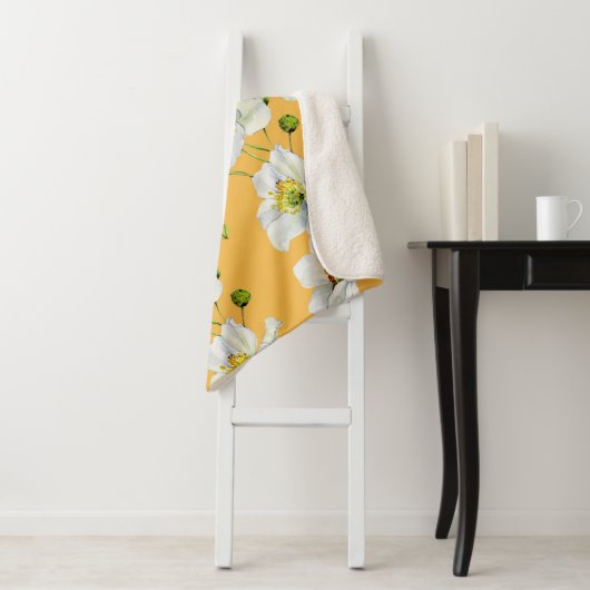 Kosmos, waterverf, naadloos, bloemmotief. sherpa deken (In situ)