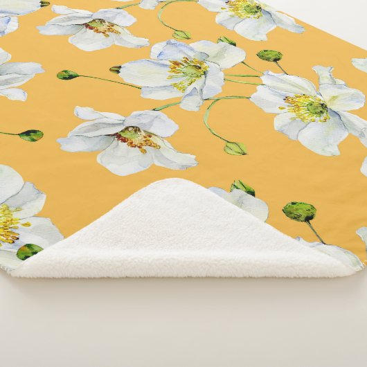 Kosmos, waterverf, naadloos, bloemmotief. sherpa deken (3/4)