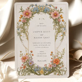 Kosmos Wildflowers Art Nouveau bruiloft Kaart