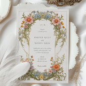 Kosmos Wildflowers Art Nouveau bruiloft Kaart