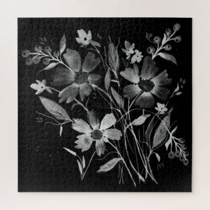 Kosmose-Kosmos in zwart-wit bloempuzzel Legpuzzel