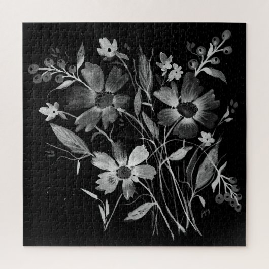 Kosmose-Kosmos in zwart-wit bloempuzzel Legpuzzel (Verticaal)