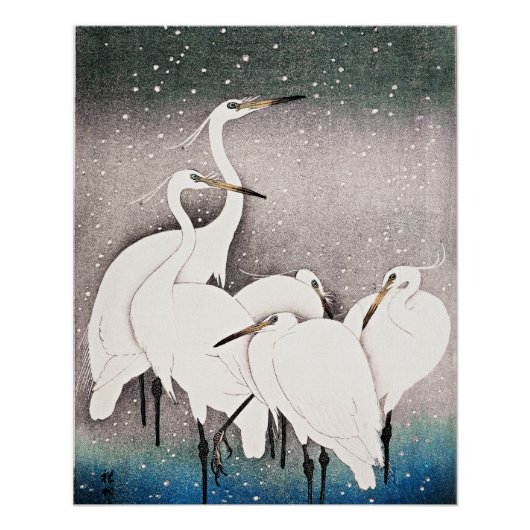 Koson - Een groep van Egrets Perfect Poster (Voorkant)