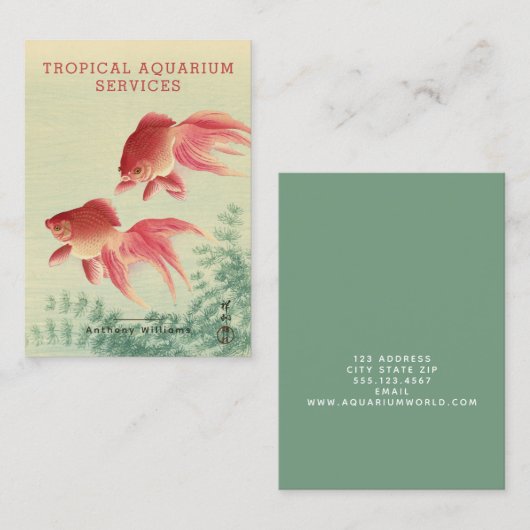Koson, Goldfish - Japanese Fine Art - Aquarium Visitekaartje (Voorkant / Achterkant)