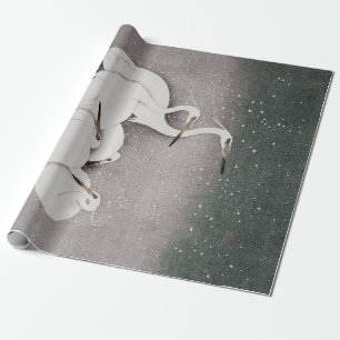 Koson Reigers in de Sneeuw: Vintage Japans Cadeaupapier