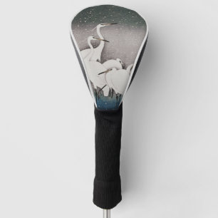 Koson Reigers in de Sneeuw: Vintage Japans Golfheadcover