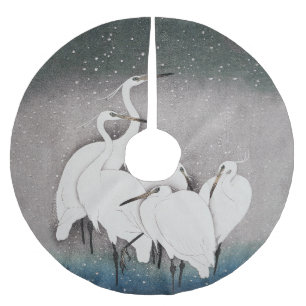 Koson Reigers in de Sneeuw: Vintage Japans Kerstboom Rok