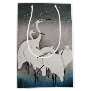 Koson Reigers in de Sneeuw: Vintage Japans Medium Cadeauzakje