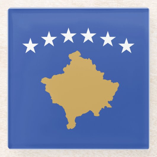 Kosovaanse vlag glazen onderzetter (Voorkant)
