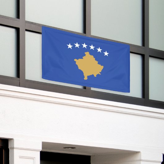 Kosovaarse vlag spandoek (Buitenkant Gebouw)