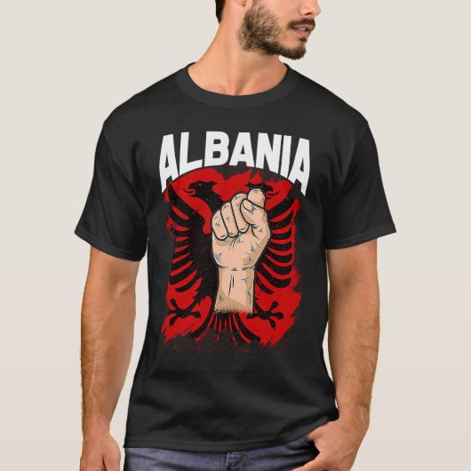 Kosovo Albania  Tirana Flag Double Eagle T-shirt (Voorkant)